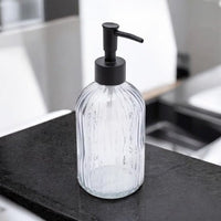 Modern Smoked Glass Lotion Dispenser, refillable Clear Grey Liquid Soap Bottle for Kitchen Sink, Bathroom, Vanity - Cherish Home