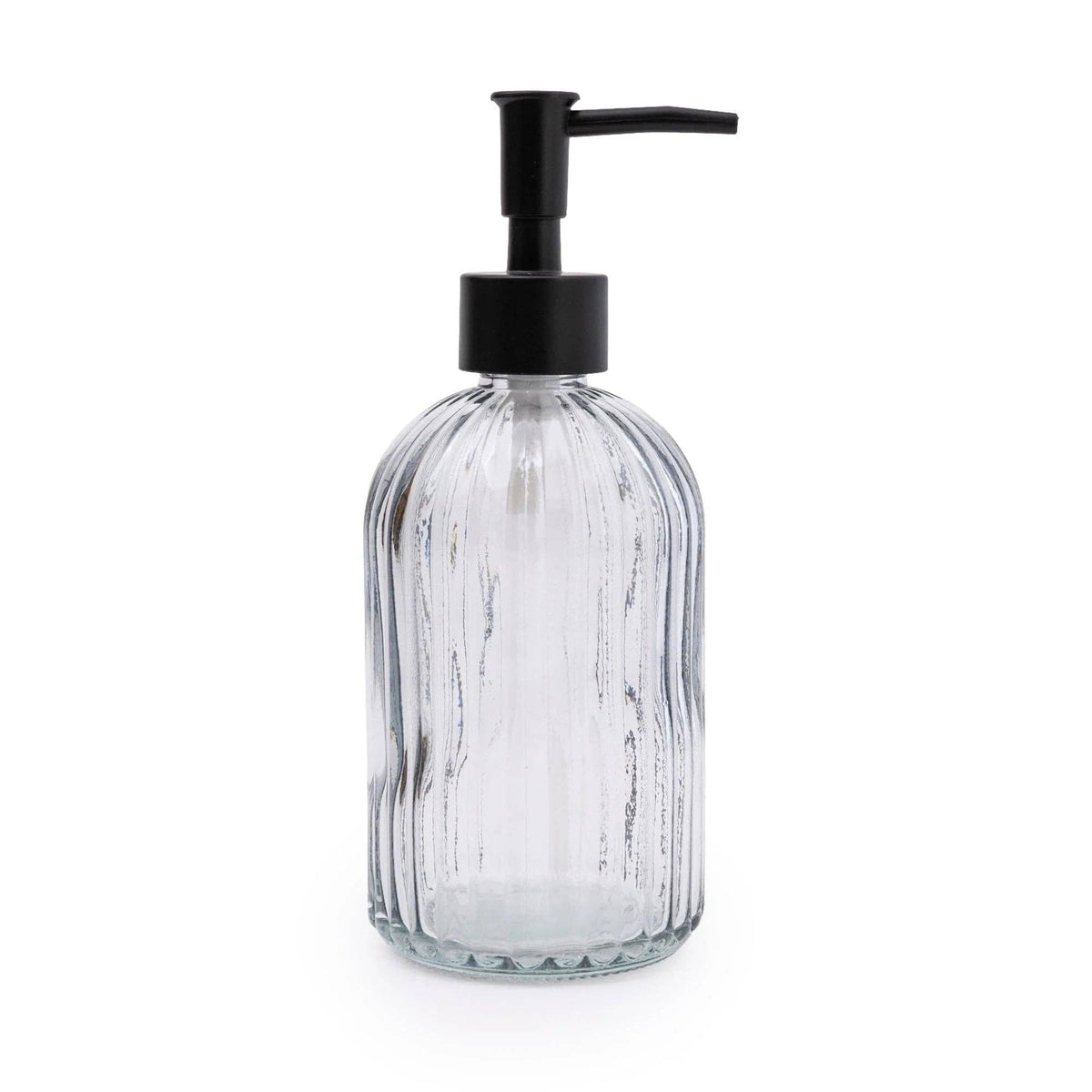 Modern Smoked Glass Lotion Dispenser, refillable Clear Grey Liquid Soap Bottle for Kitchen Sink, Bathroom, Vanity - Cherish Home