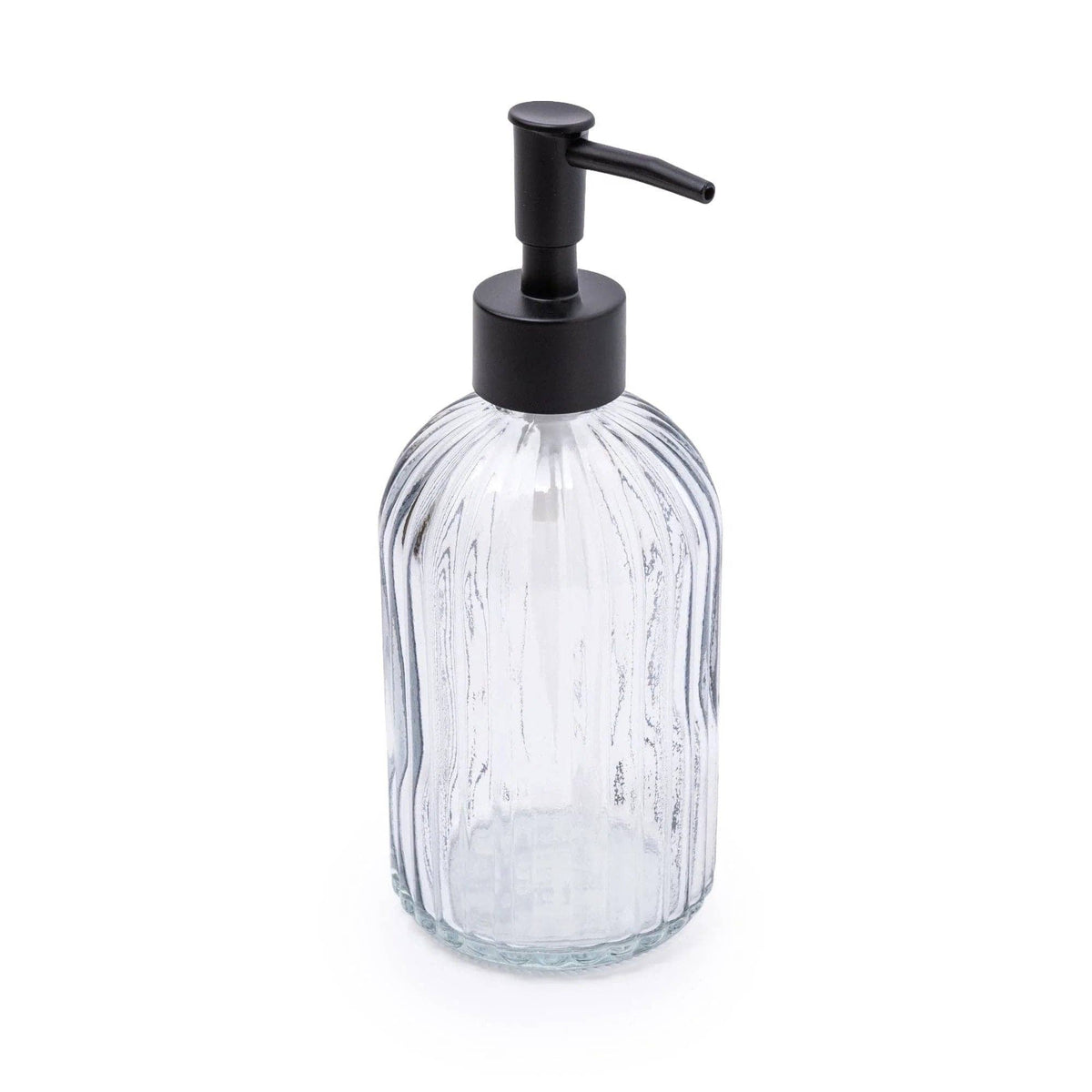 Modern Smoked Glass Lotion Dispenser, refillable Clear Grey Liquid Soap Bottle for Kitchen Sink, Bathroom, Vanity - Cherish Home