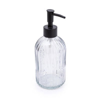 Modern Smoked Glass Lotion Dispenser, refillable Clear Grey Liquid Soap Bottle for Kitchen Sink, Bathroom, Vanity - Cherish Home