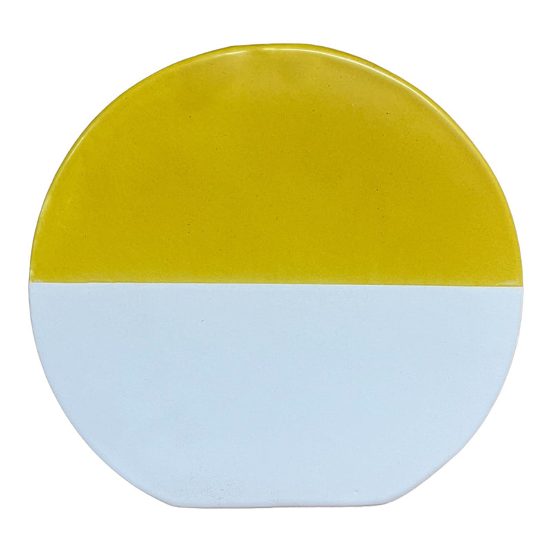 Mollis White & Yellow Two Toned Round Vase - Cherish Home