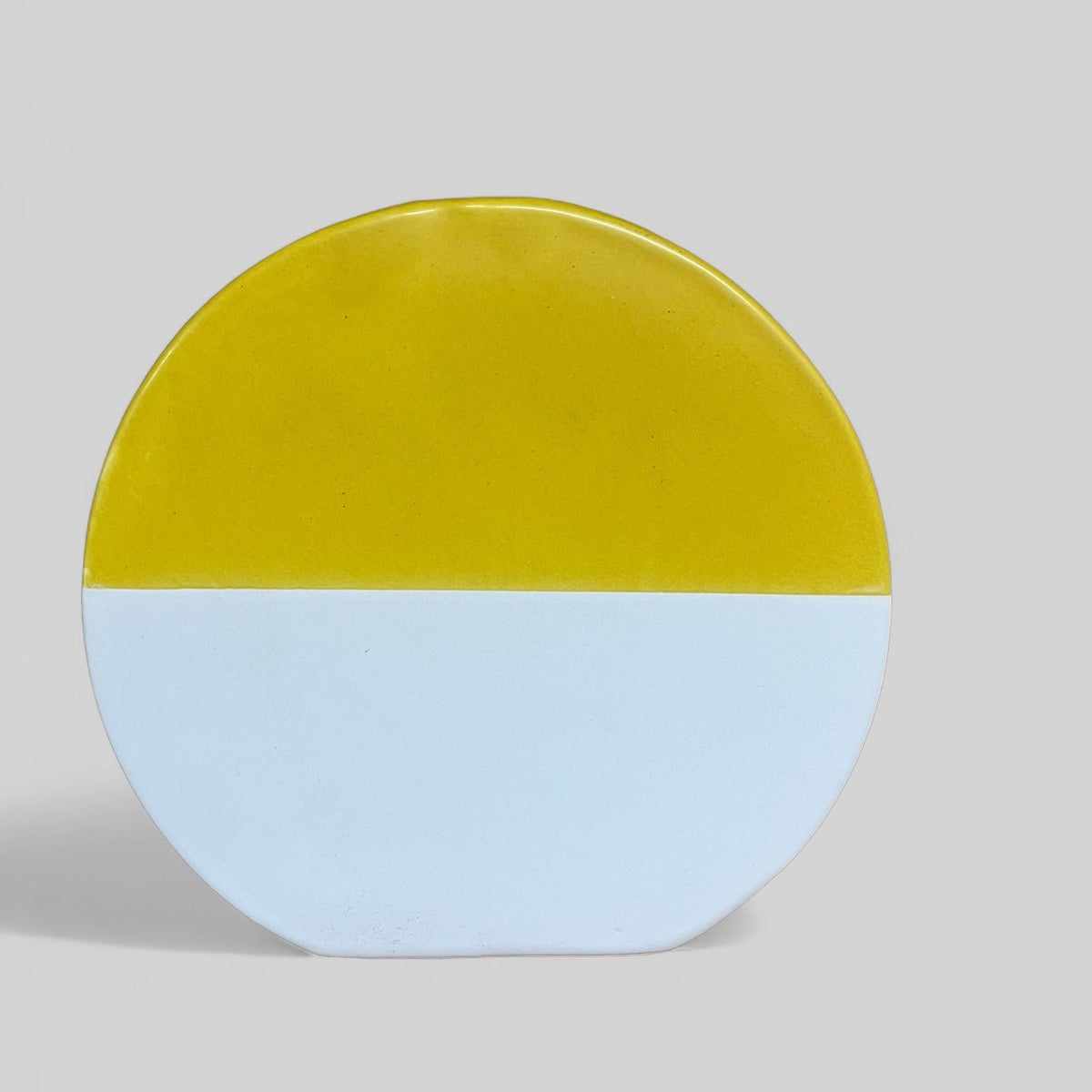 Mollis White & Yellow Two Toned Round Vase - Cherish Home