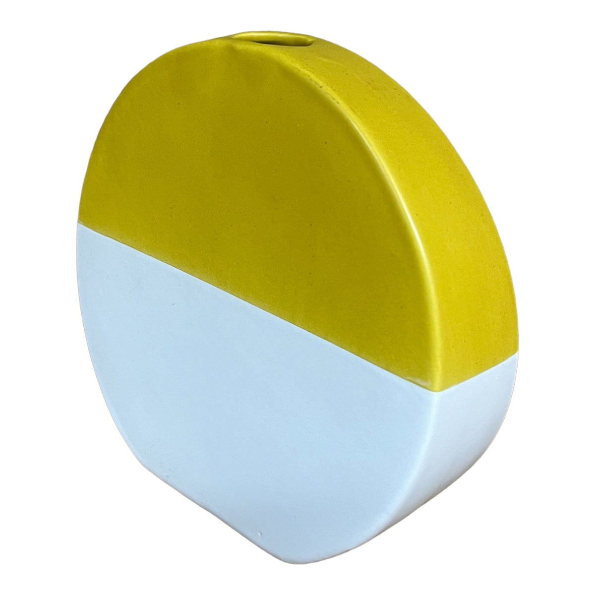 Mollis White & Yellow Two Toned Round Vase - Cherish Home