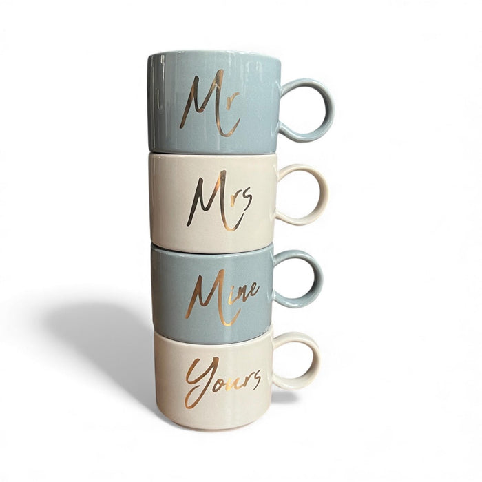 Mr & Mrs Stackable Mugs - Set of 4 - Cherish Home