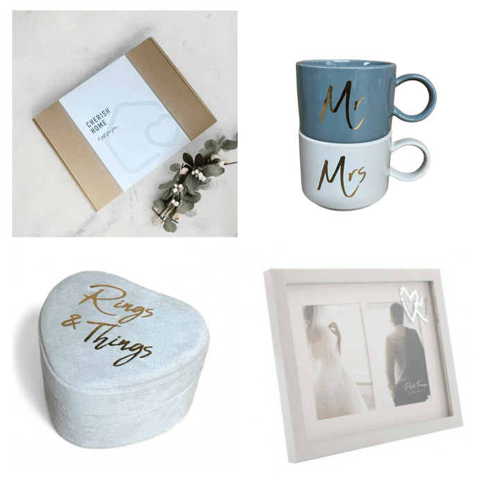 Mr & Mrs Wedding Day Gift Set – Matching Mugs, Photo Frame, and Keepsake Box for Couples - Cherish Home