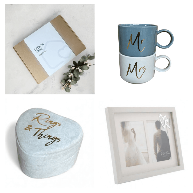 Mr & Mrs Wedding Day Gift Set – Matching Mugs, Photo Frame, and Keepsake Box for Couples - Cherish Home