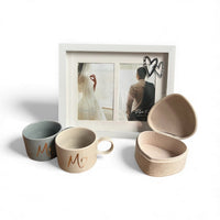Mr & Mrs Wedding Day Gift Set – Matching Mugs, Photo Frame, and Keepsake Box for Couples - Cherish Home