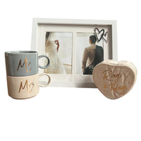 Mr & Mrs Wedding Day Gift Set – Matching Mugs, Photo Frame, and Keepsake Box for Couples - Cherish Home