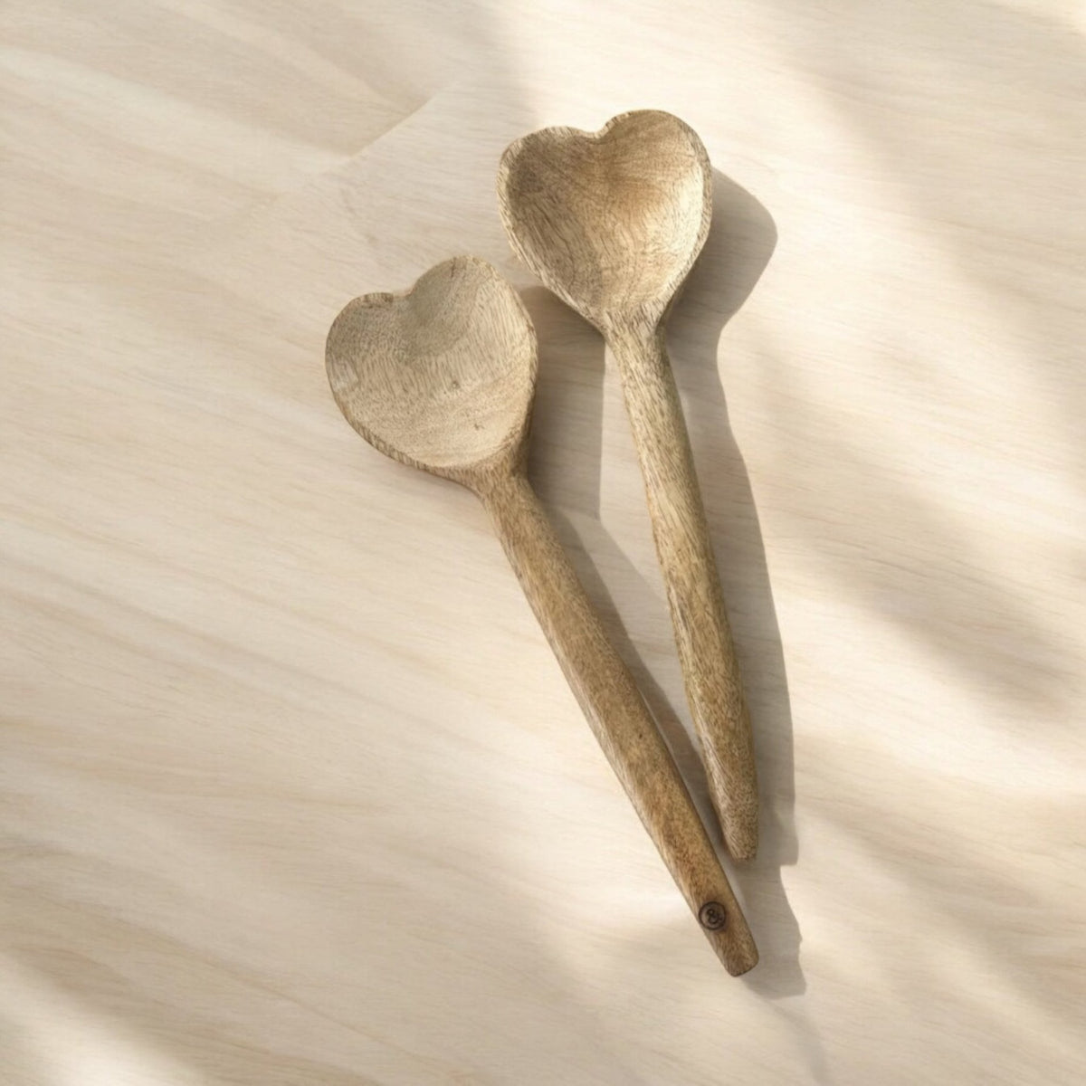 Natural Mango Wood Heart Wooden Spoons (Pair of 2) - Cherish Home