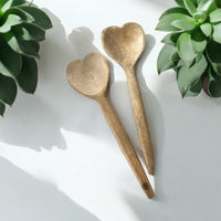 Natural Mango Wood Heart Wooden Spoons (Pair of 2) - Cherish Home