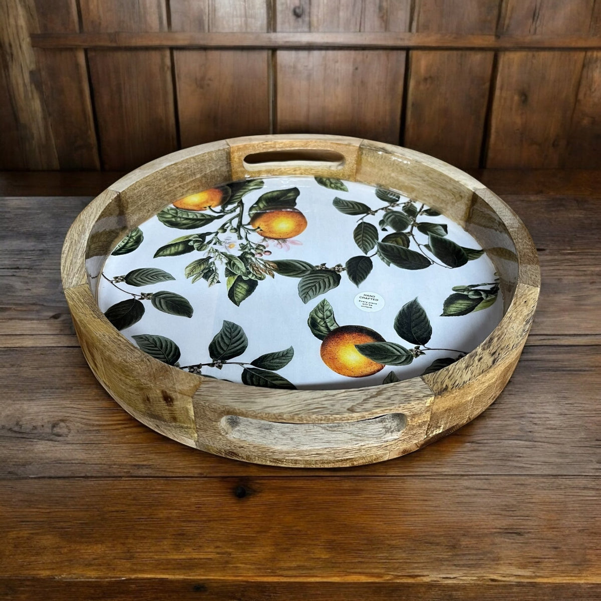 Orange Wooden Serving Tray & Serving Spoons Kitchen Decor Farmhouse Style - Cherish Home