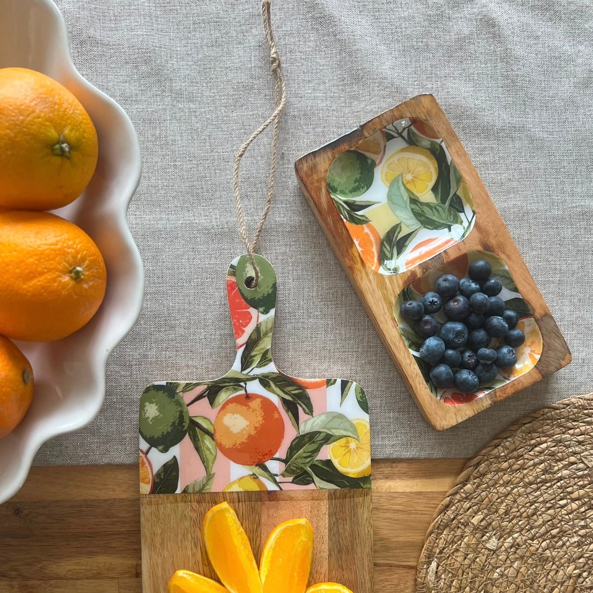 Orange Zest Summer Product Bundle Every piece features our signature Orange Zest motif - Cherish Home