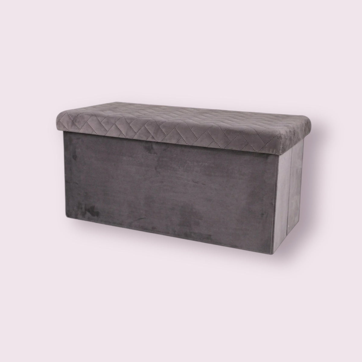 Ottoman Large Pouffe Storage Box & Seat up to 120kg Velvet Grey - Cherish Home