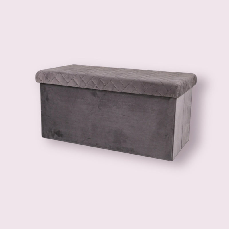 Ottoman Large Pouffe Storage Box & Seat up to 120kg Velvet Grey - Cherish Home