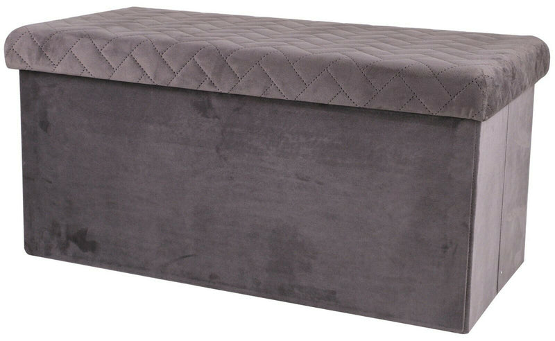 Ottoman Large Pouffe Storage Box & Seat up to 120kg Velvet Grey - Cherish Home