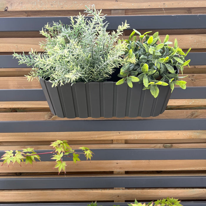 Outdoor Rammento 38cm Grey Double Plastic Fence Planter - Cherish Home