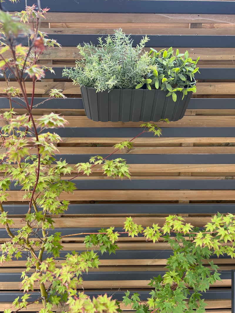 Outdoor Rammento 38cm Grey Double Plastic Fence Planter - Cherish Home