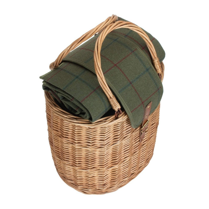 Oval Green Tweed Fitted Cool Bag Drinks Picnic Basket - Cherish Home