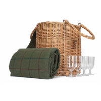 Oval Green Tweed Fitted Cool Bag Drinks Picnic Basket - Cherish Home