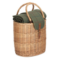 Oval Green Tweed Fitted Cool Bag Drinks Picnic Basket - Cherish Home