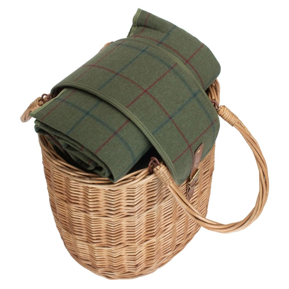 Oval Green Tweed Fitted Cool Bag Drinks Picnic Basket - Cherish Home