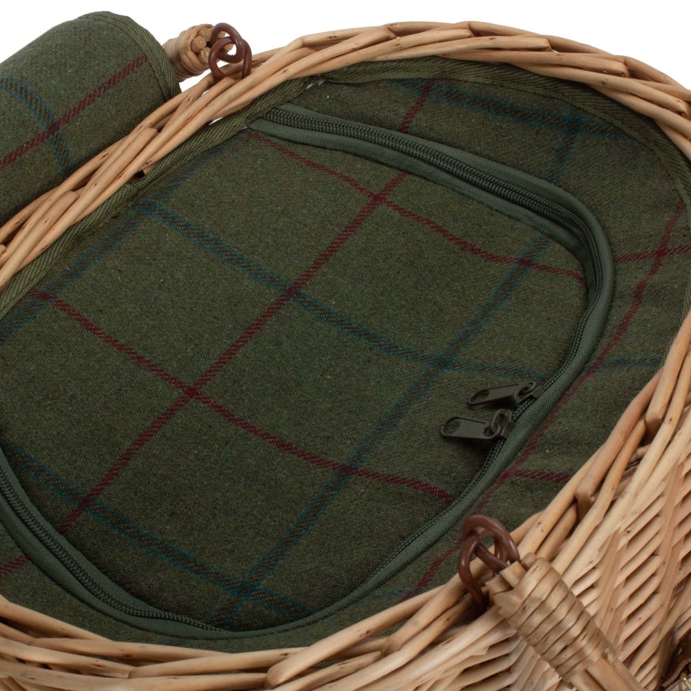Oval Green Tweed Fitted Cool Bag Drinks Picnic Basket - Cherish Home