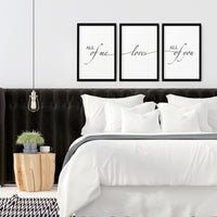 Paper Anniversary Gift - Set of 3 Bedroom Wall Art Prints | Thoughtful 1st Year Wedding Present for Couples - Cherish Home