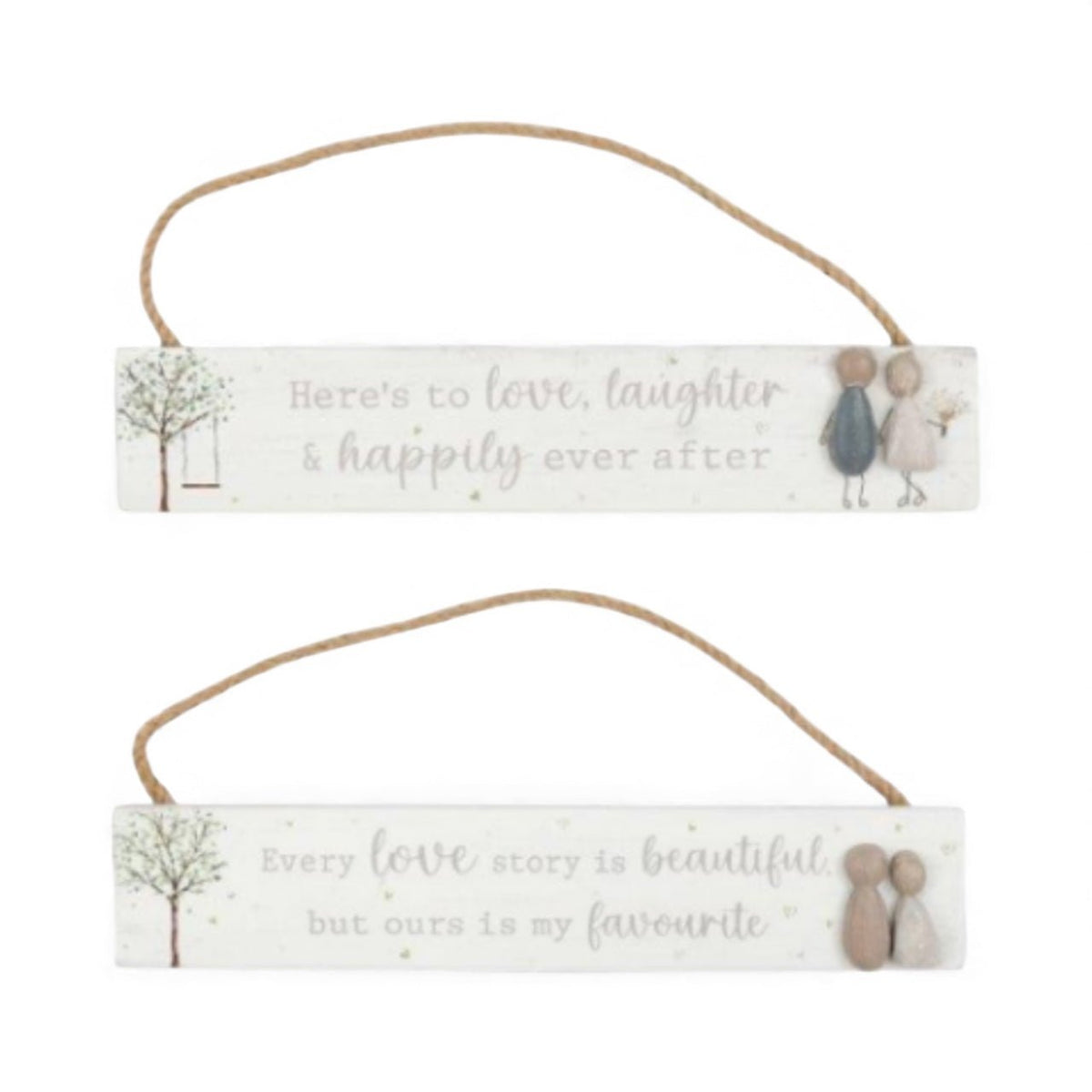 Pebble Wedding Plaque: "Here's to Love, Laughter & Happily Ever After" - Cherish Home