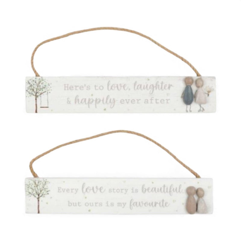 Pebble Wedding Plaque: "Here's to Love, Laughter & Happily Ever After" - Cherish Home