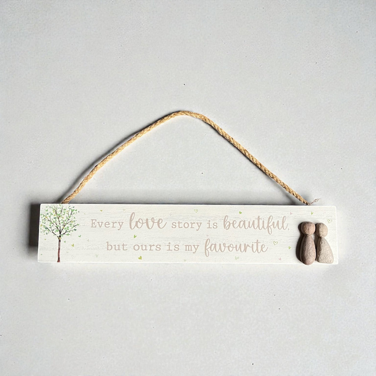 Pebble Wedding Plaque: "Our Love Story is My Favourite" - Cherish Home