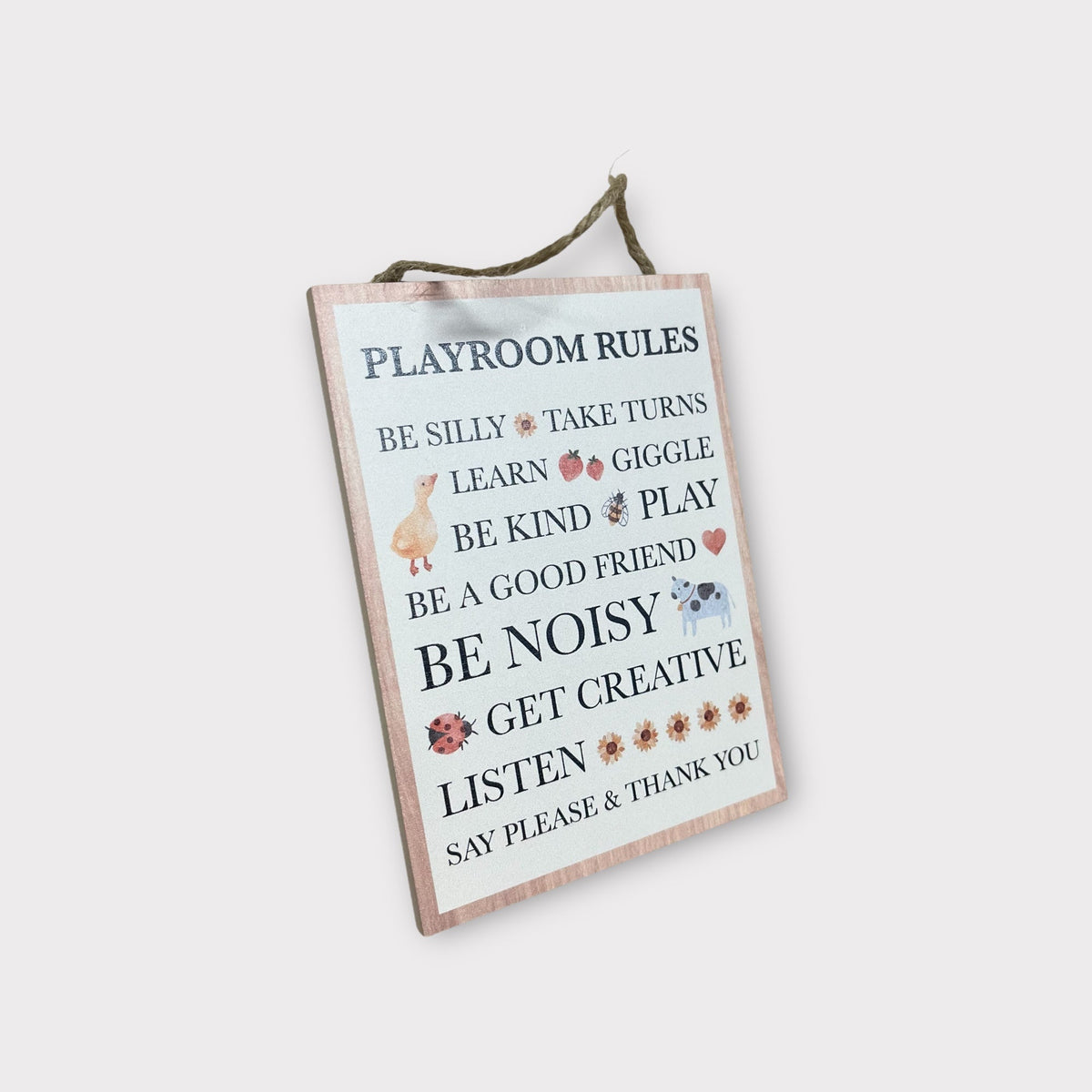 Playroom Rules small hanging sign - Cherish Home