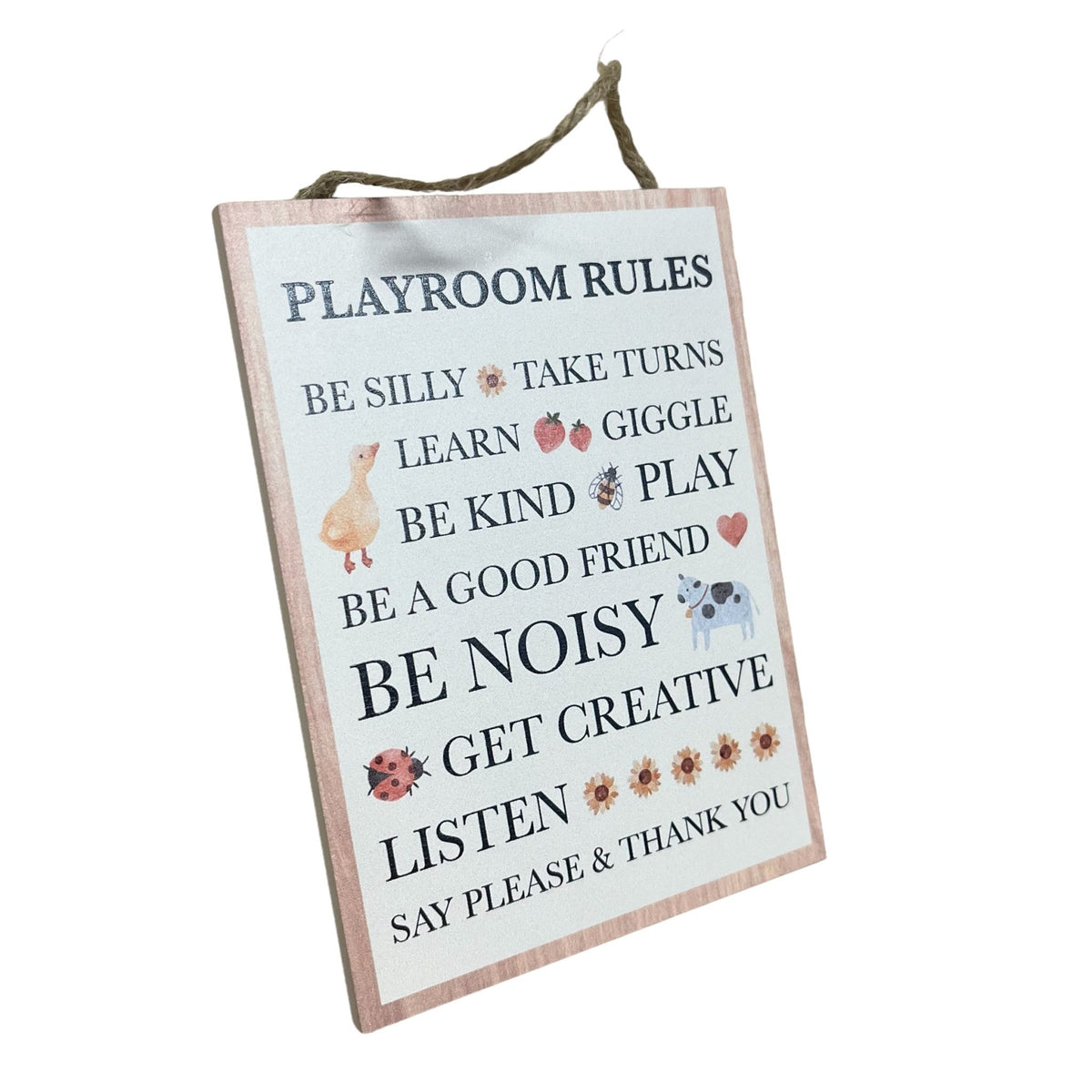 Playroom Rules small hanging sign - Cherish Home