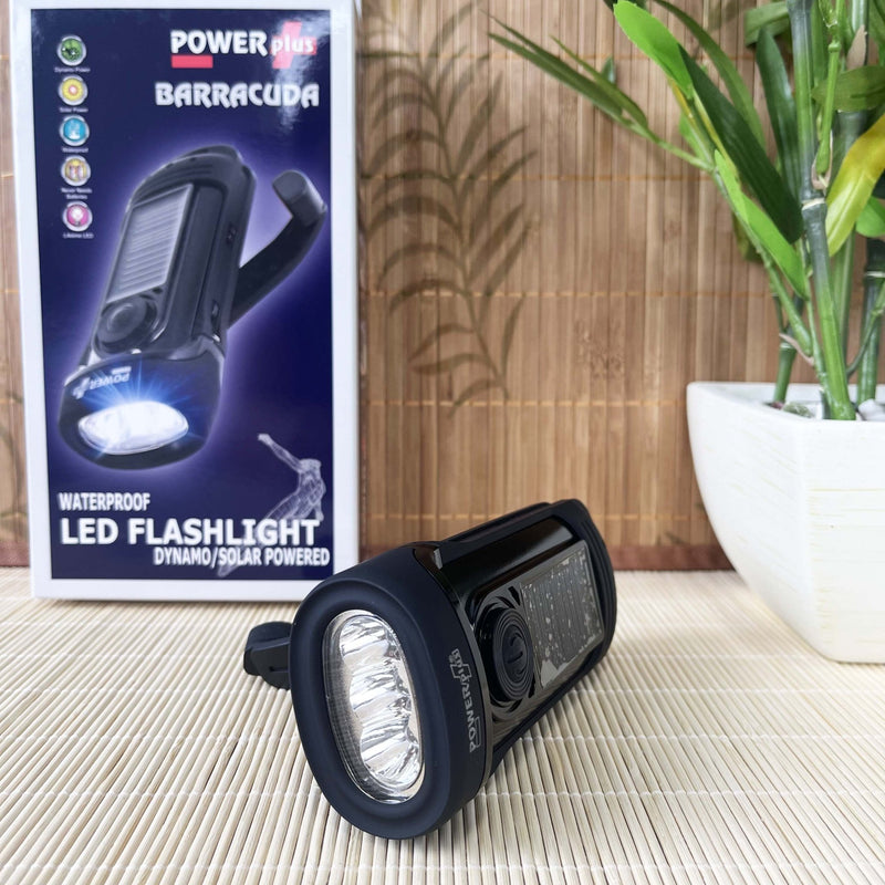 POWERplus Barracuda Waterproof Wind - Up and Solar LED Flash Light - Cherish Home