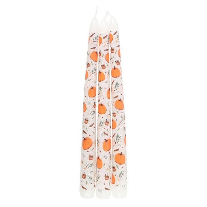 Pumpkin Taper Candles - Set of 3 Autumn Harvest Decorative Candles for Seasonal Table Decor - Cherish Home