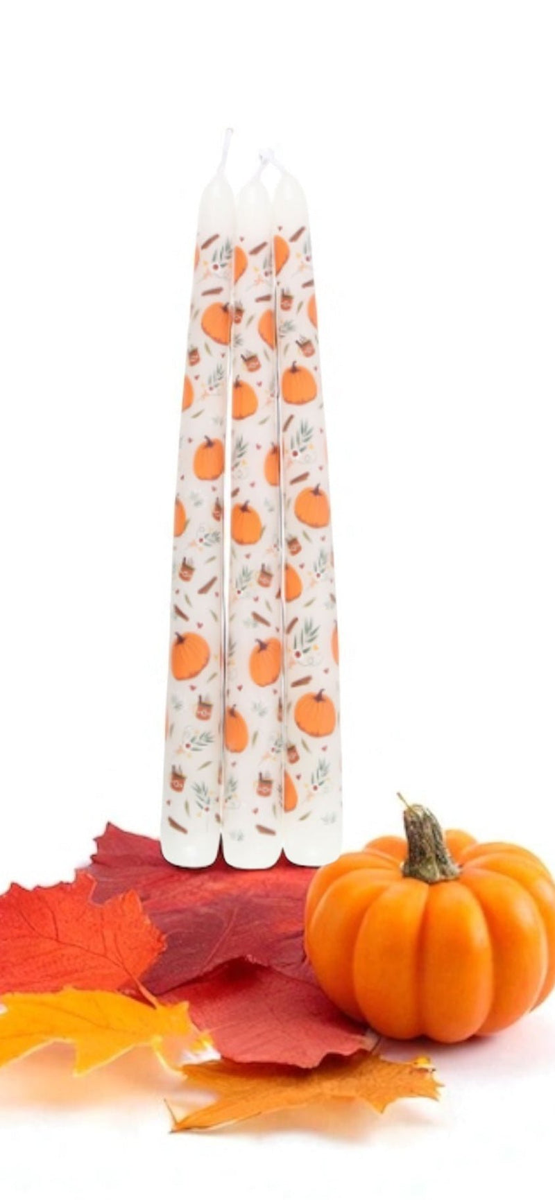 Pumpkin Taper Candles - Set of 3 Autumn Harvest Decorative Candles for Seasonal Table Decor - Cherish Home