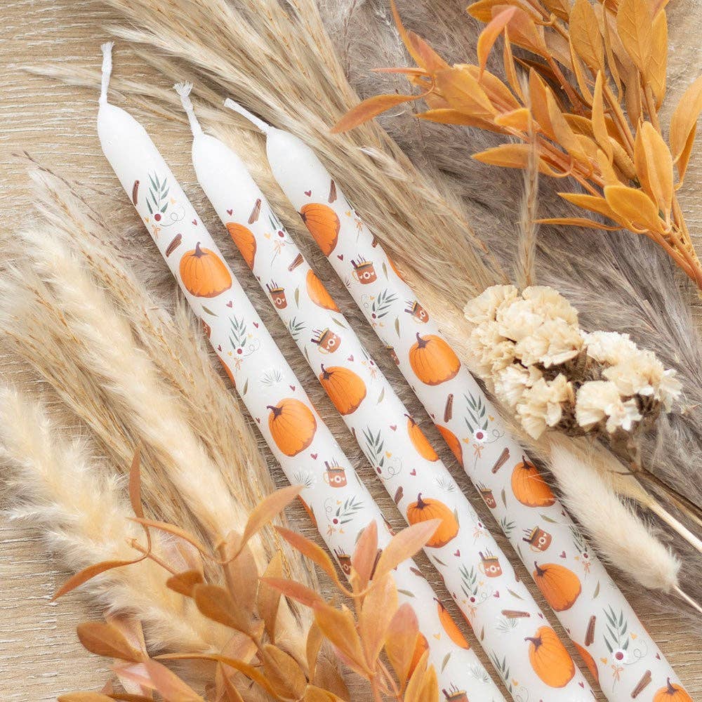 Pumpkin Taper Candles - Set of 3 Autumn Harvest Decorative Candles for Seasonal Table Decor - Cherish Home