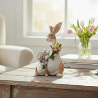 Rachel & Reuben: Mum & Baby Rabbit Floral Figurine – 14cm - Cherish Home