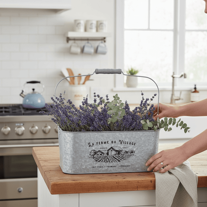 Rammento 37cm Zinc Trough Flower Plant Pot with Handles - Cherish Home