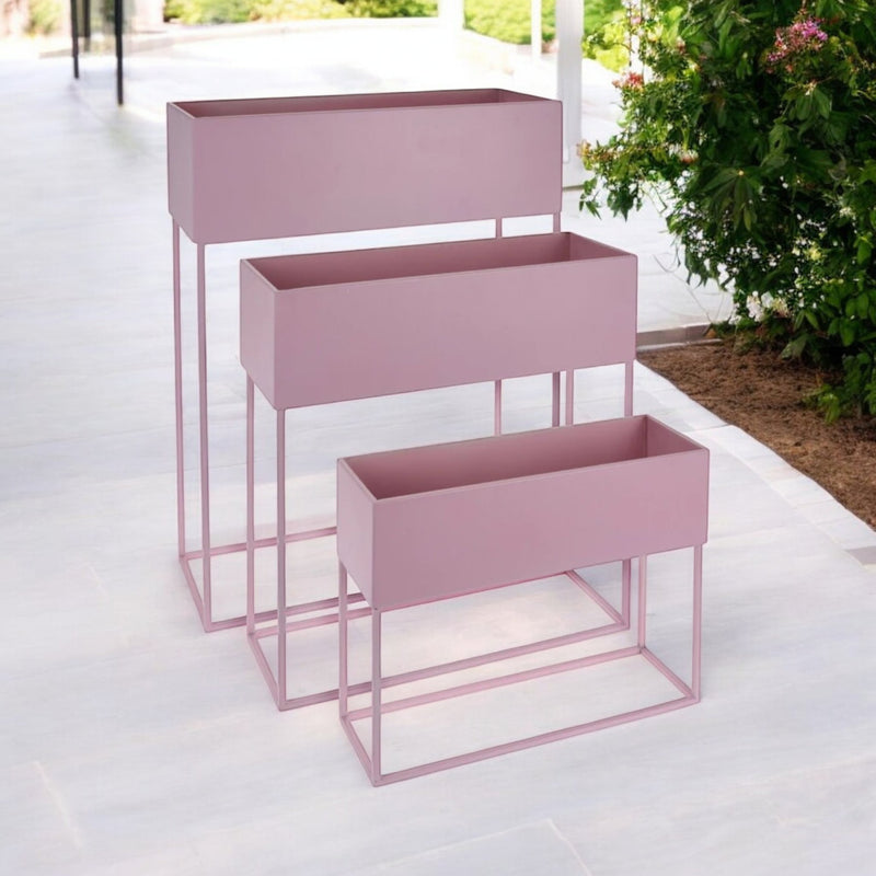 Rammento Large 3 - Tier Plant Display Stand, Pink | Raised Patio & Balcony Planter - Cherish Home