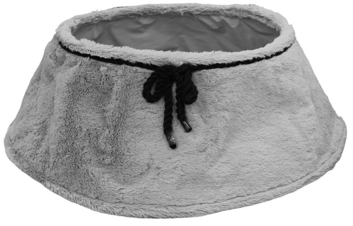 Rammento Large 60cm Light - Grey Christmas Tree Skirt Faux - Fur Effect Foldable - Cherish Home