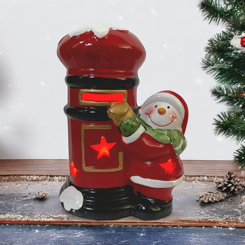 Rammento LED Post Box Christmas Decoration Light - Up Festive Snowman Figurine - Cherish Home