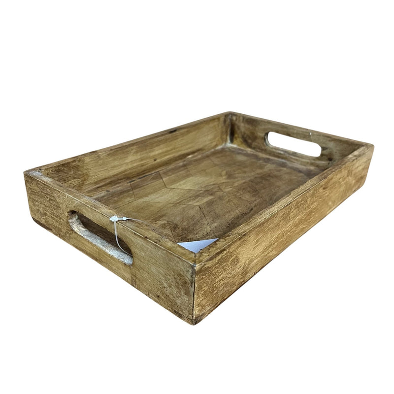 Rectangular Herringbone Wooden Serving Trays - Mango Wood - Cherish Home