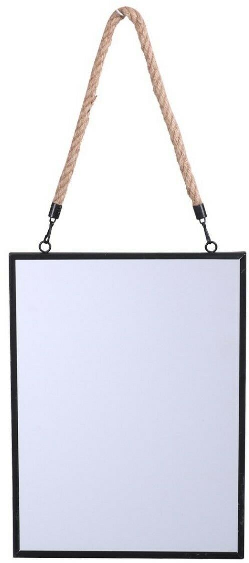 Rectangular Wall Mirror - Luxury Framed Modern Design With Rustic Hanging Rope - Cherish Home
