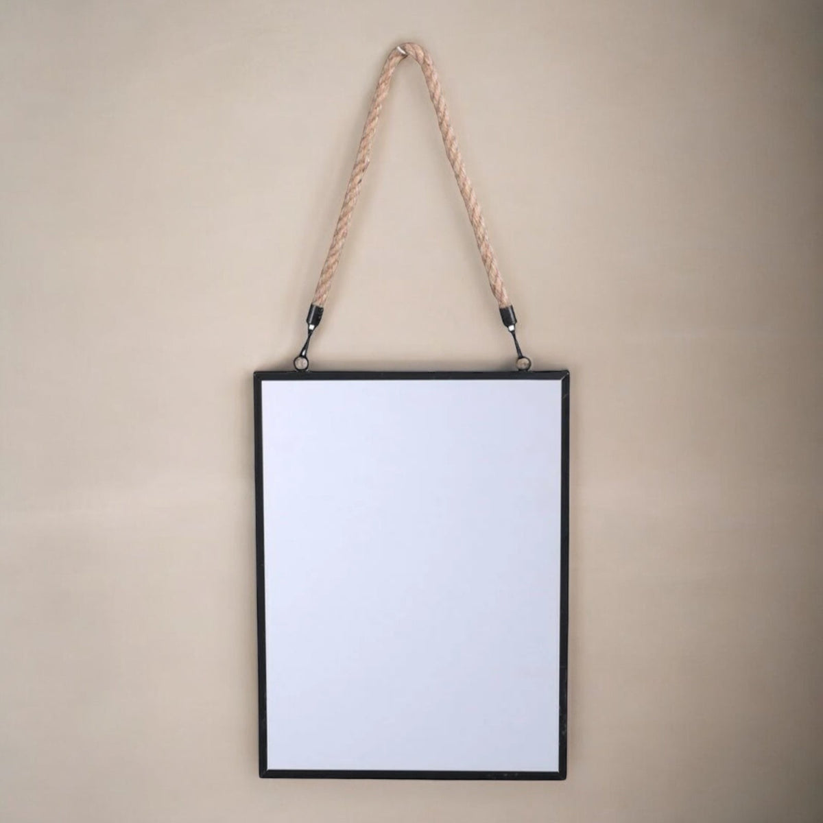 Rectangular Wall Mirror Rustic Hanging Rope - Cherish Home