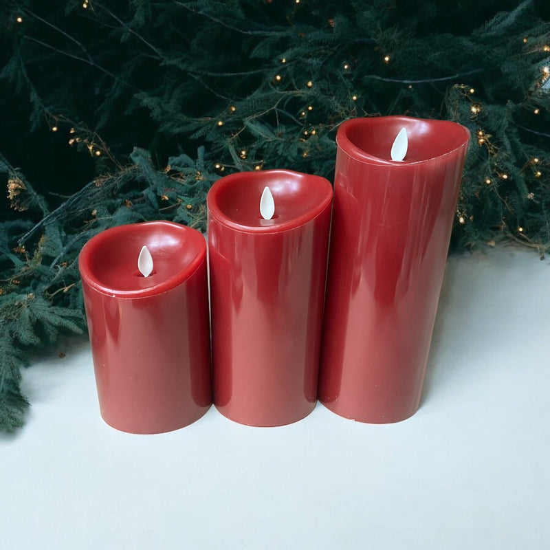 Red Real Wax Flameless Battery Candle Set with Remote Control - Cherish Home