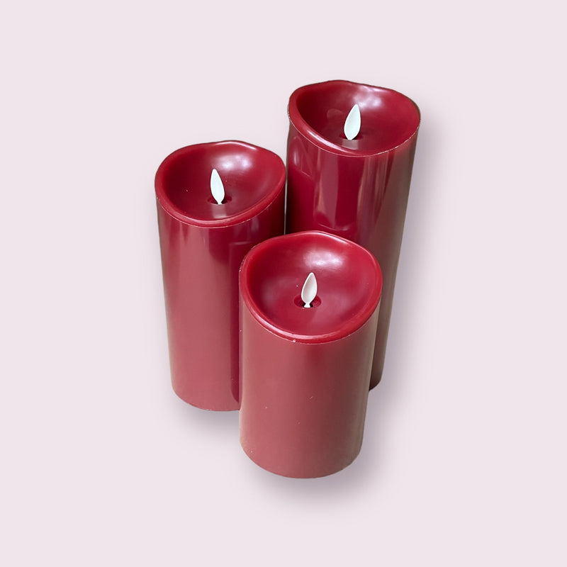 Red Real Wax Flameless Battery Candle Set with Remote Control - Cherish Home