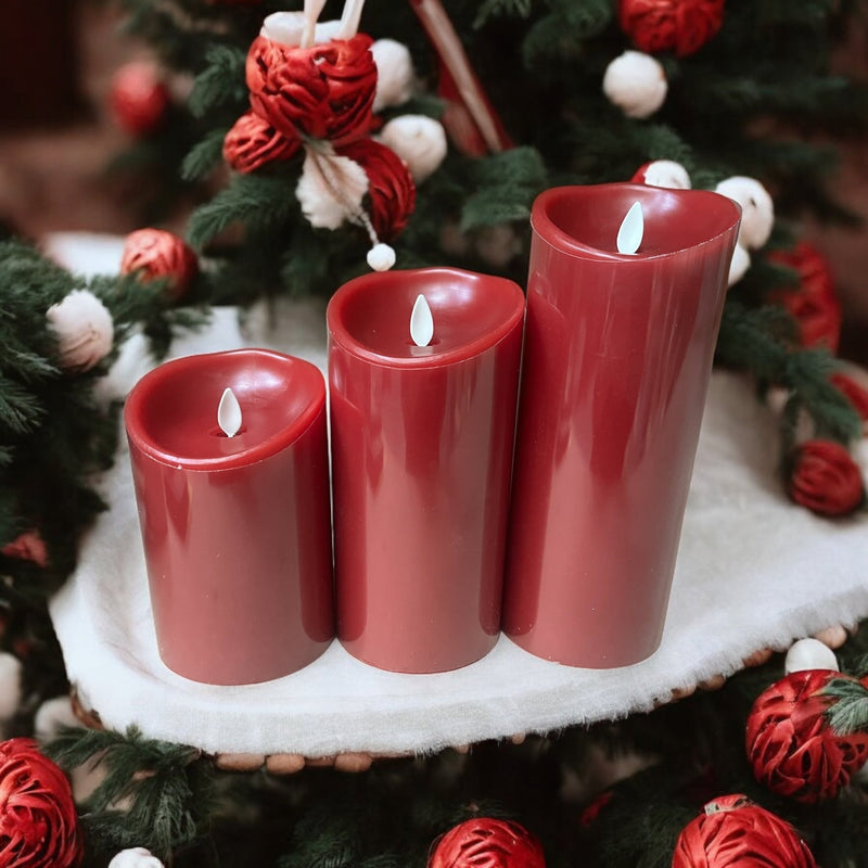 Red Real Wax Flameless Battery Candle Set with Remote Control - Cherish Home