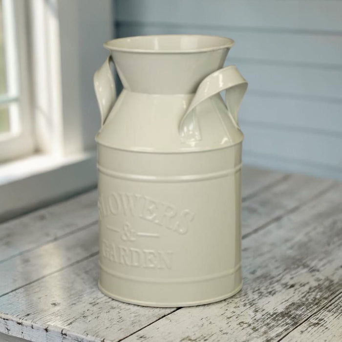Rustic Charm Grey Flowers And Garden Zinc Milk Churn Planter with PVC Liner 18cm - Cherish Home