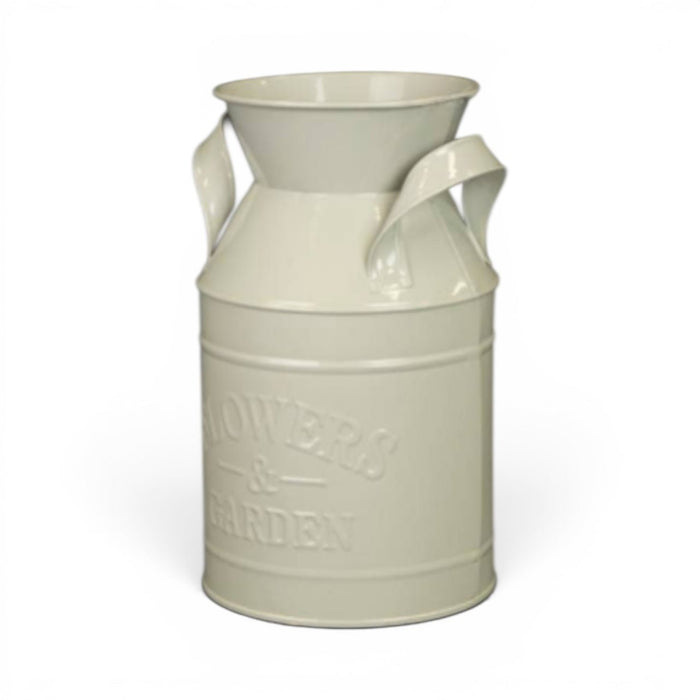 Rustic Charm Grey Flowers And Garden Zinc Milk Churn Planter with PVC Liner 18cm - Cherish Home