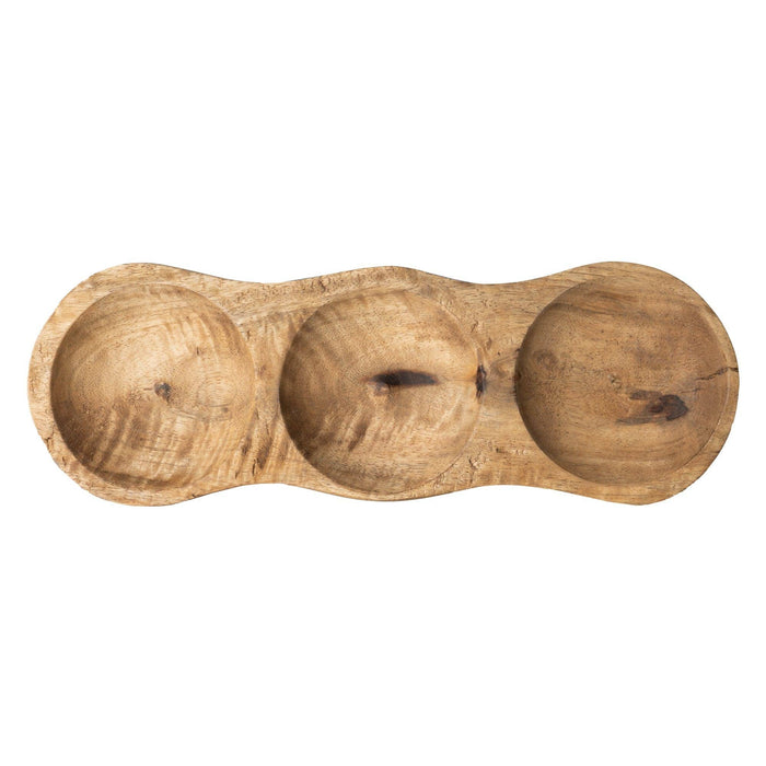 Rustic Mango Wood 3 - Section Dip Dish - Cherish Home